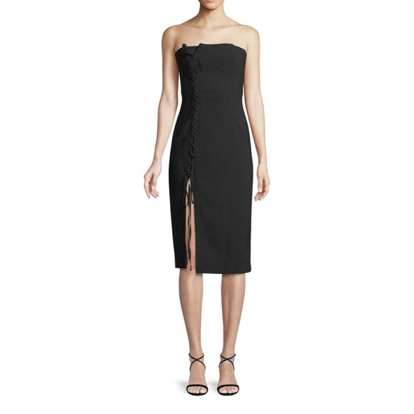 cinq a sept Dresses & Skirts - Cinq a Sept Charlotte Strapless Lace-Up Dress Black 10 Front Slit Asymmetrical